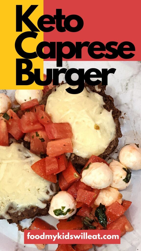 For a fantabulous burger recipe and topping ideas, Caprese Burger topped with tomato, mozzarella, and basil for a delicious gourmet burger flavor you can look forward to eating. Make it low-carb and keto friendly by not using a bun. 